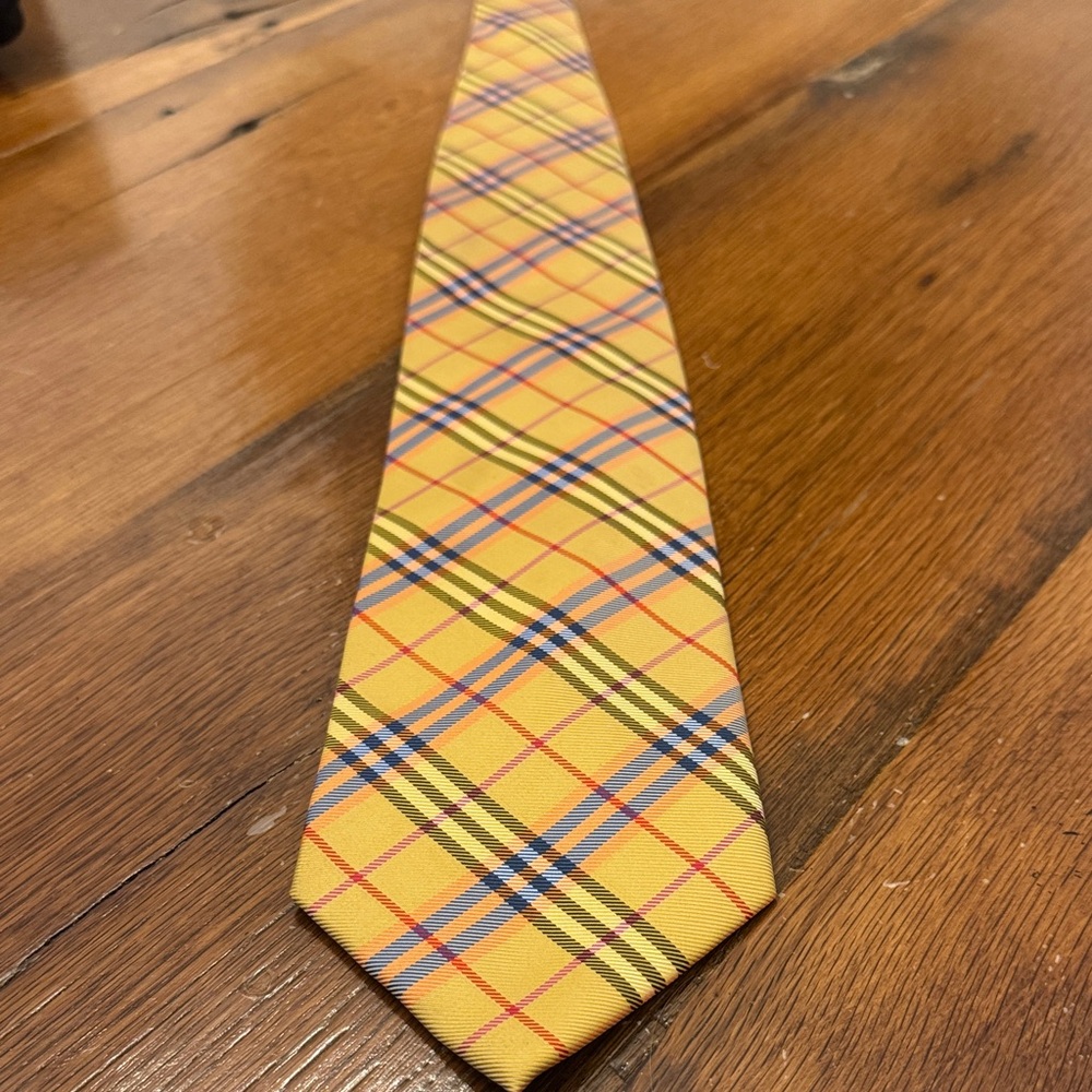Burberry Yellow and Blue Plaid Tie